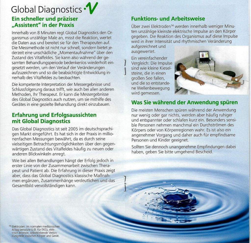 Funktions- und Arbeitsweise mit Global Diagnostics im Vitalfeld